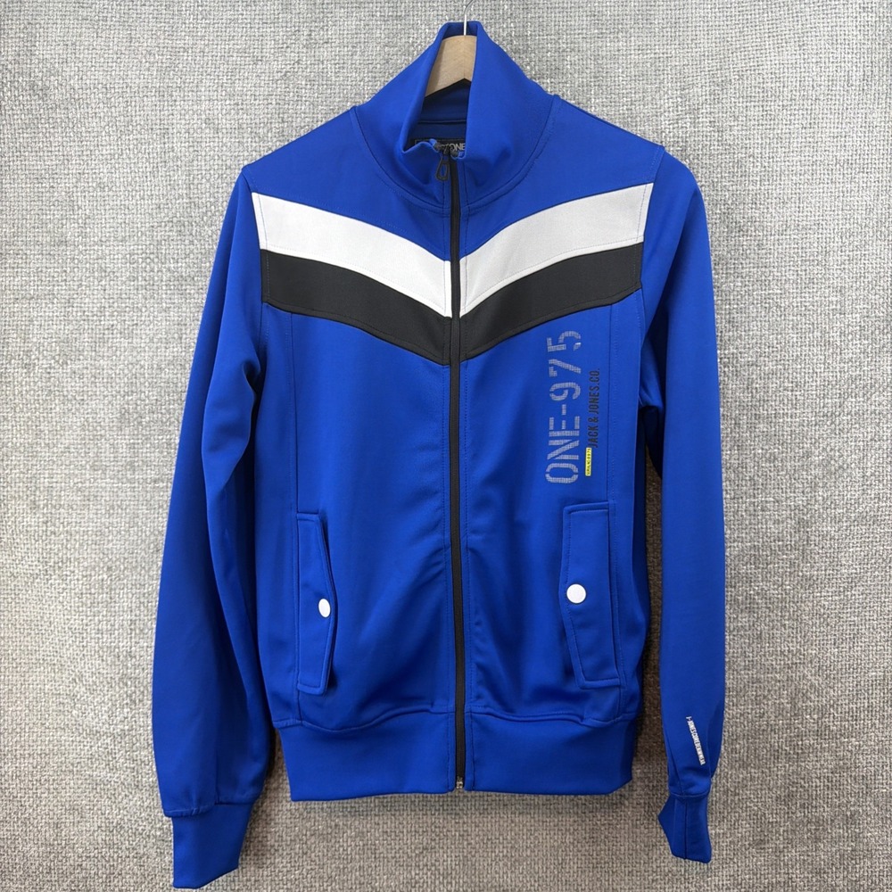 Jack & Jones One 975 Mens S Owen Sweat Core Blue Zip Activewear Jacket‎ Pockets